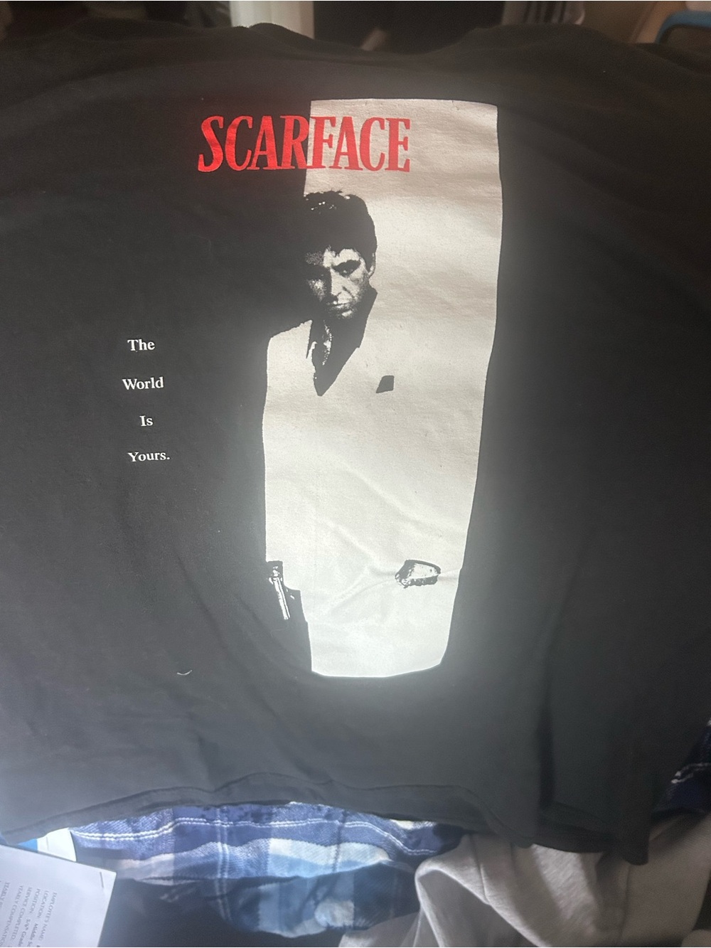 Hybrid Apparel Scarface Graphic Tee - Black with Red & White Print